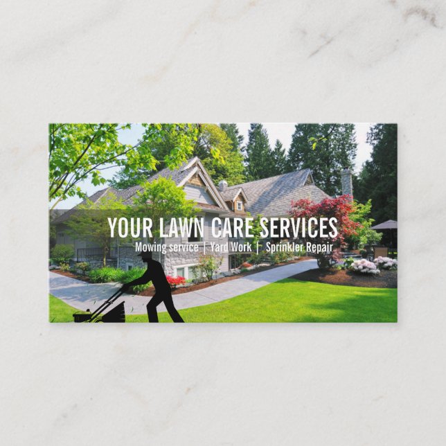 Carte De Visite Green Grass Yard Lawn Care Mowing Landscaping (Devant)