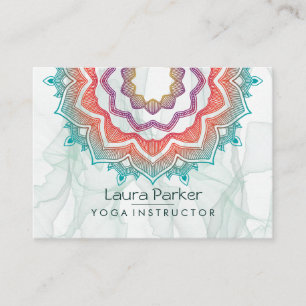Carte De Visite Green Mandala Art Yoga Instructeur Holistic