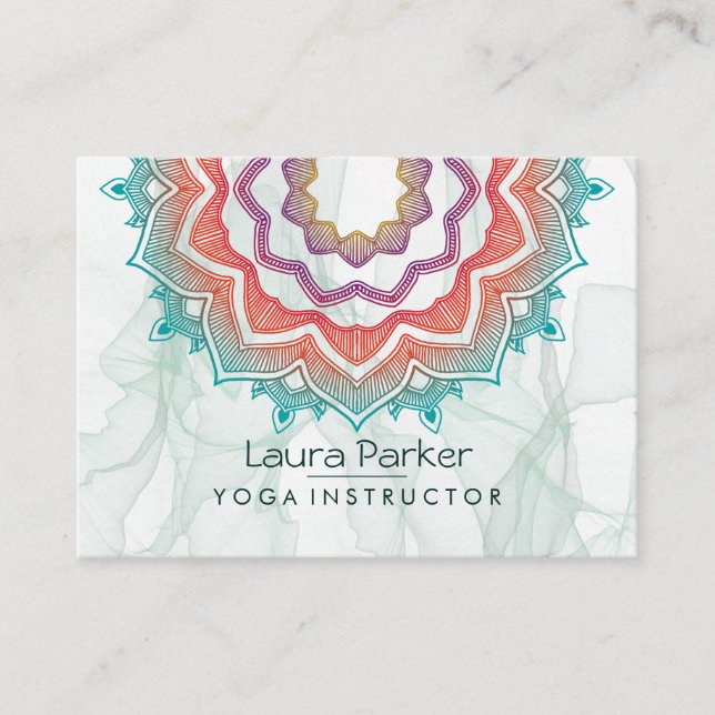 Carte De Visite Green Mandala Art Yoga Instructeur Holistic (Devant)