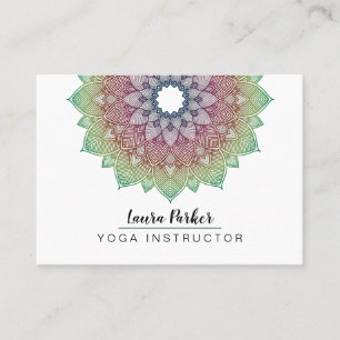 Carte De Visite Green Mandala Lotus Méditation Yoga Holistique Flo