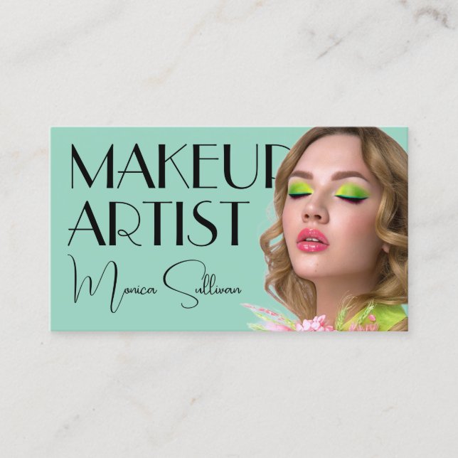 Carte De Visite Green mint tone makeup artist (Devant)