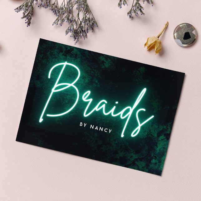 Carte de visite Green Neon Braids (Créateur téléchargé)