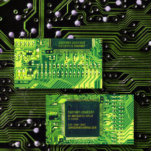 Carte De Visite Green PCB board circuit electronics engineer