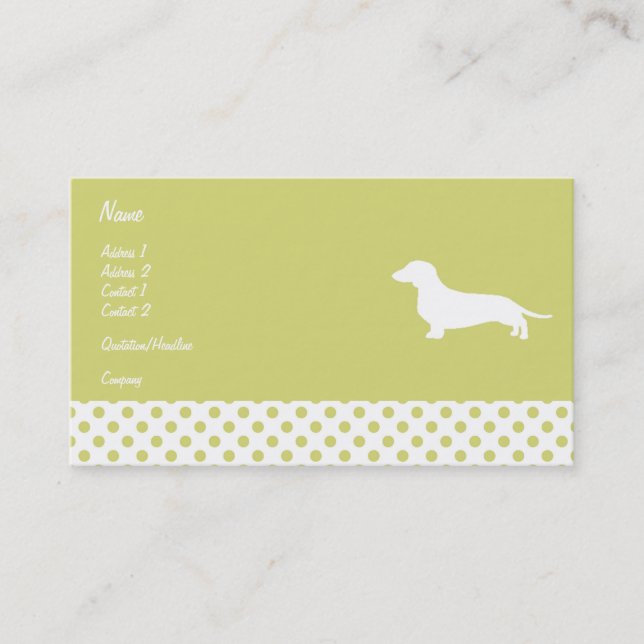 Carte de visite Green Polka Dot Dachshund (Devant)