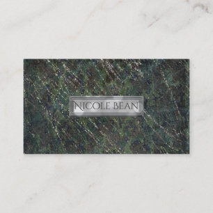 Carte De Visite Green & Silver Army Camo Sparkle Elegant Chic
