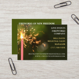 Carte De Visite Green Sparkler Juillet 4 Boutique Ventes Feux d'ar