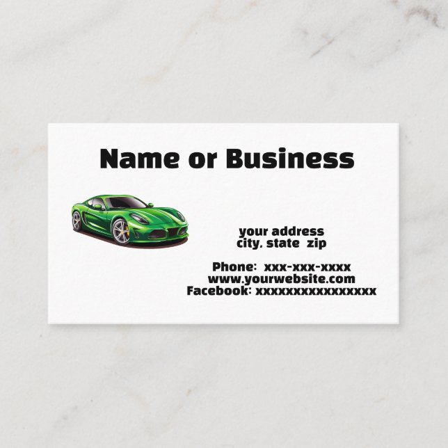 Carte De Visite Green Sports car (Devant)