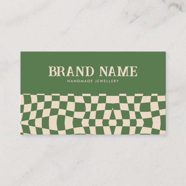 Carte De Visite Green Super Checkerboard Retro Bold Fun (Devant)