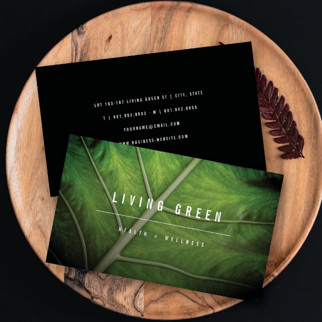 Carte De Visite Green Tropical Leaf Minimalist Photo Spa Wellness (Green Tropical Leaf Minimalist Photo Spa Wellness Business Card @ fatfatin)