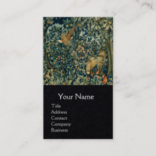 Carte De Visite GREENERY, FOREST ANIMALS Pheasant, Fox, Green Flor