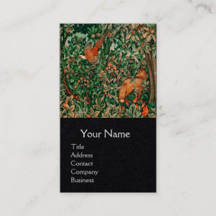 Carte De Visite GREENERY, FOREST ANIMALS Pheasant, Fox, Green Flor
