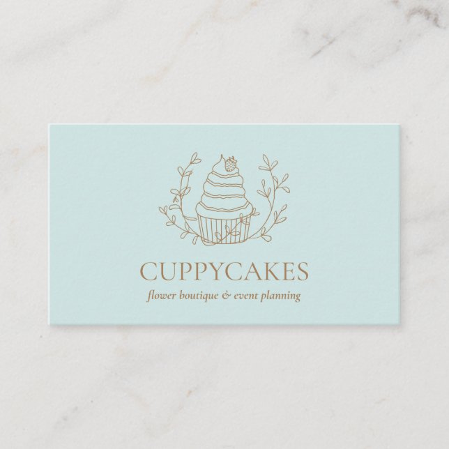 Carte De Visite GreenFloral Cupcake Baker boulangerie Chef cuisine (Devant)