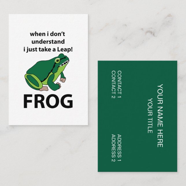 Carte De Visite Grenouille Je Fais Juste Un Saut Grenouille (Devant / Derrière)