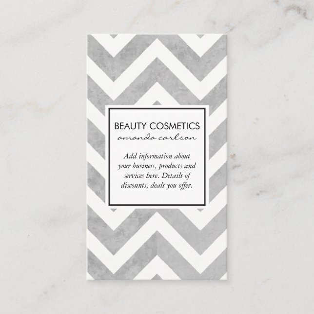 Carte De Visite Grey Chevron contemporain (Devant)