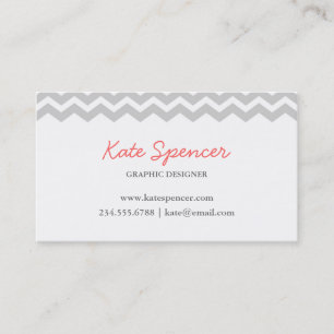 Carte De Visite Grey Chevron et Polka Dot