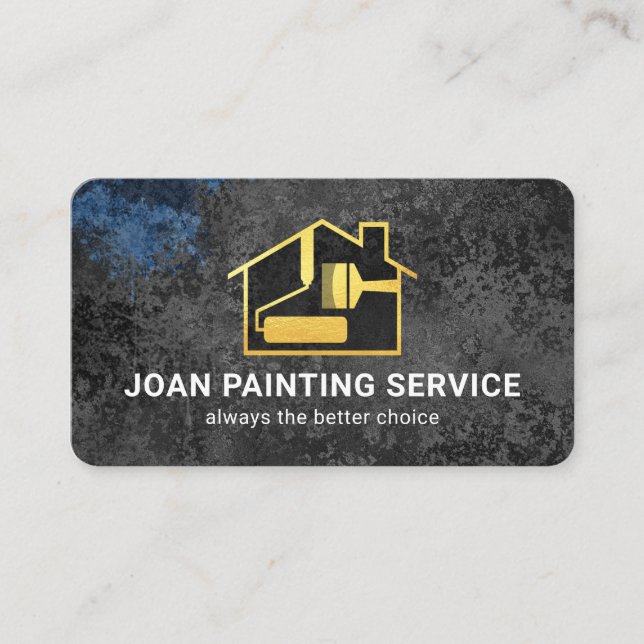 Carte De Visite Grey Grunge Paint Painter Service (Devant)