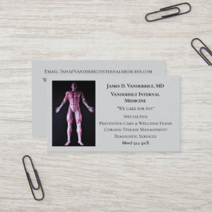Carte De Visite Grey Internist DR Corps humain Médecine interne