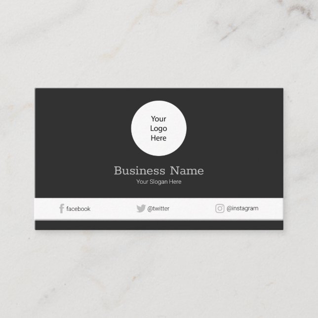 Carte De Visite Grey Your Logo Modern Social Media Icon (Devant)
