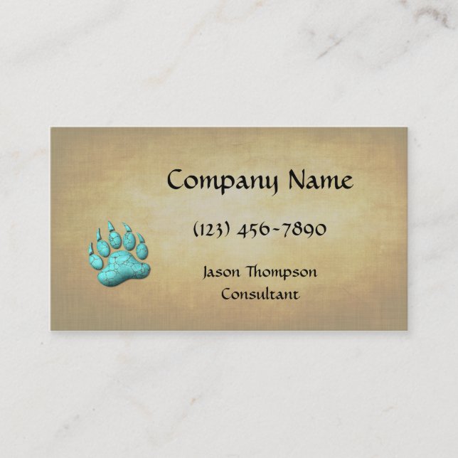 Carte De Visite Griffe d'ours de turquoise du Faux 3D (Devant)