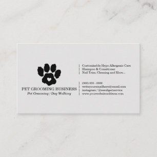 Carte De Visite Griffe Grise Minimaliste Marque pour Animaux Toile