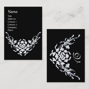 Carte De Visite GRIFFINS BLANC NOIR MONOGRAMME FLORAL Pearl