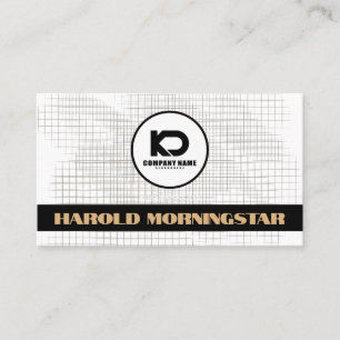 Carte De Visite Grille blanche noire moderne avec Qr et Logo