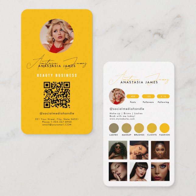 Carte De Visite Grille d'alimentation de l'influent Médias sociaux (Devant / Derrière)