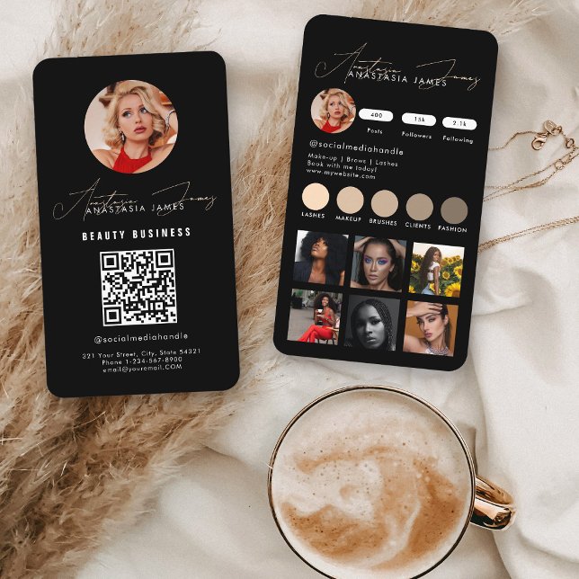 Carte De Visite Grille d'alimentation d'Influencer Médias sociaux  (Influencer Feed Grid Social Media QR Code Business Business Card)
