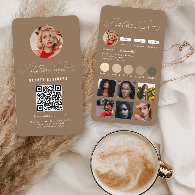 Carte De Visite Grille d'alimentation d'Influencer Médias sociaux  (Influencer Feed Grid Social Media QR Code Business Business Card)