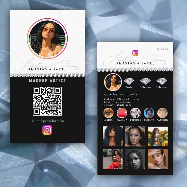 Carte De Visite Grille d'alimentation photo Influencer Diamants de (Influencer Photo Feed Grid Social Media Diamonds Business Card)