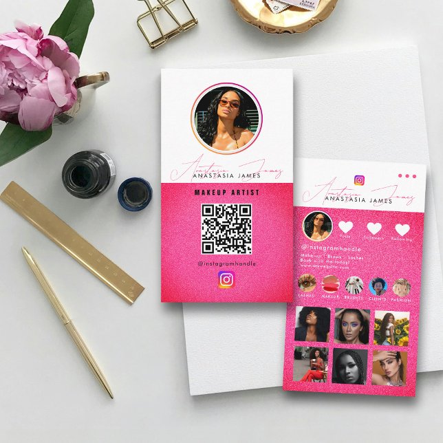 Carte De Visite Grille de flux photo Influencer Médias sociaux Cod (Influencer Photo Feed Grid Social Media QR Code Business Card)