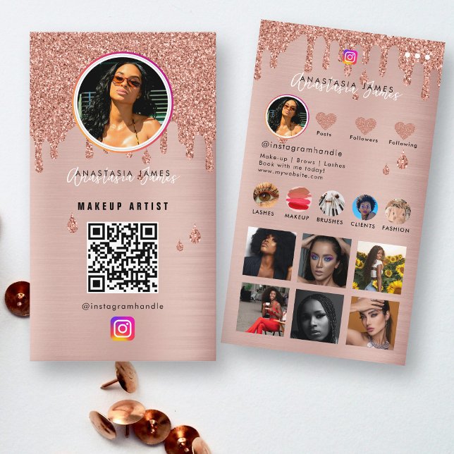 Carte De Visite Grille de flux photo Influencer Médias sociaux Cod (Influencer Photo Feed Grid Social Media QR Code Business Card)