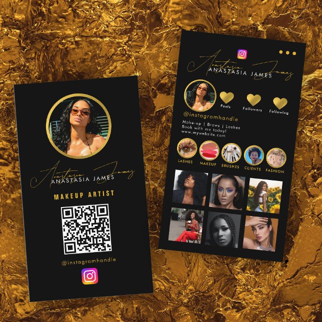 Carte De Visite Grille de flux photo Influencer Médias sociaux Cod (Influencer Photo Feed Grid Social Media QR Code Business Card)