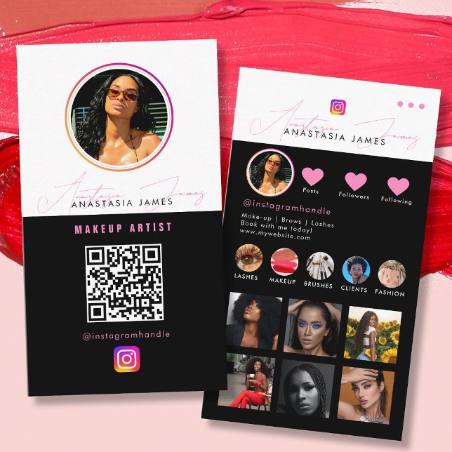Carte De Visite Grille de flux photo Influencer Médias sociaux Cod (Influencer Photo Feed Grid Social Media QR Code Business Card)