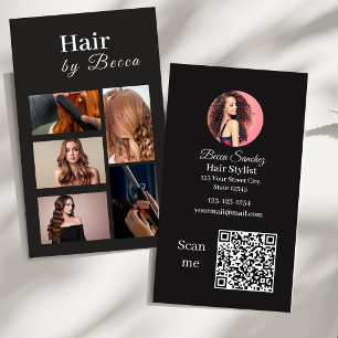 Carte De Visite Grille de photos de coiffeur Code QR Beauté
