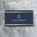 Carte De Visite Grille d'or moderne Marine bleu Avocat Avocat Proc<br><div class="desc">Cartes de visite de procureur de la Marine moderne Gold Stripe Blue Lawyer.</div>