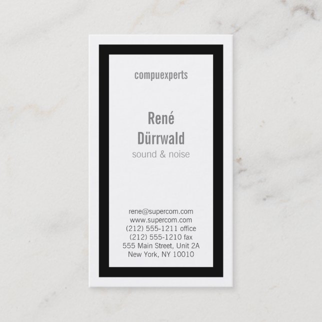 Carte De Visite Grille gras noir et blanc (Devant)