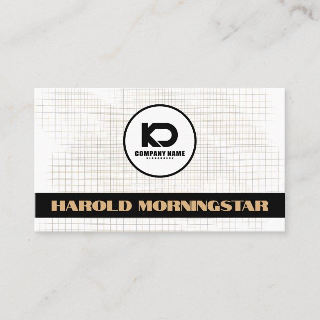 Carte De Visite Grille noir blanc moderne avec Qr et logo (Devant)