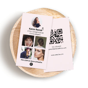 Carte De Visite Grille Photo Instagram, Les Médias Sociaux Rose Vi