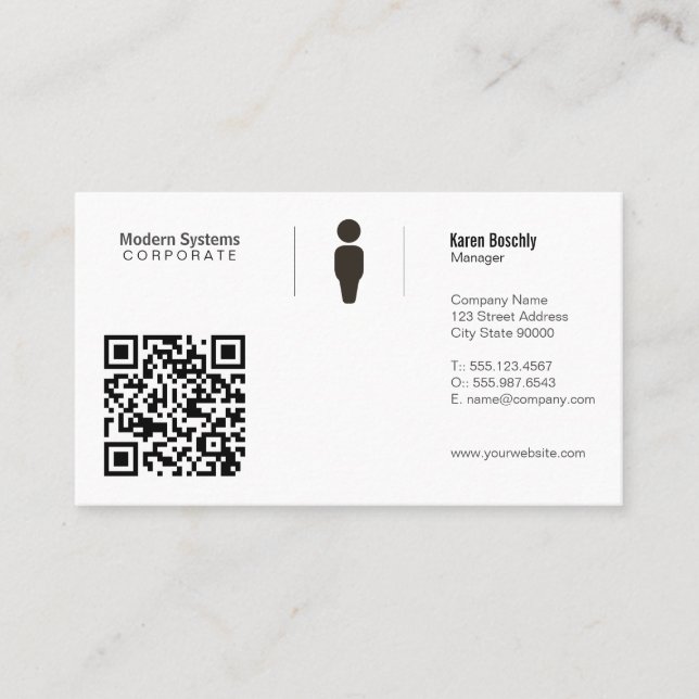 Carte De Visite Grille simple | Code QR (Devant)