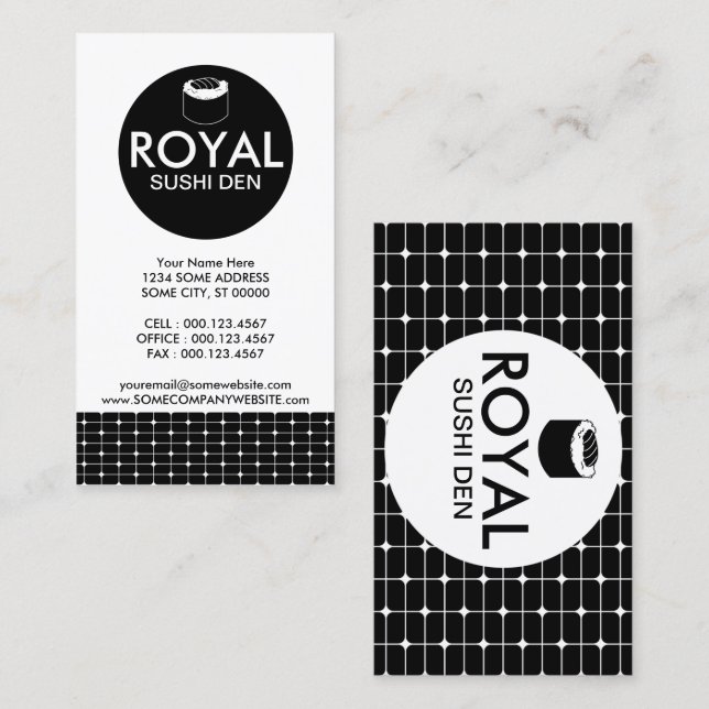 Carte De Visite grilles de sushi (Devant / Derrière)