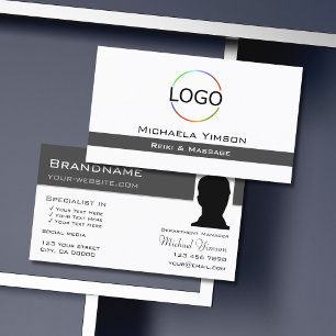 Carte De Visite Gris blanc et foncé avec logo et photo professionn
