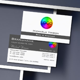 Carte De Visite Gris blanc et foncé avec logo professionnel