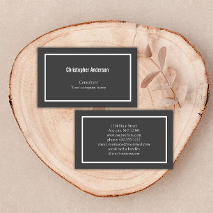 Carte De Visite Gris Blanc Minimaliste Professionnel Entreprise