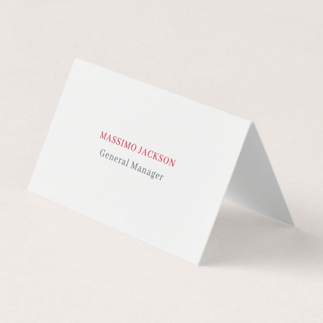 Carte De Visite Gris blanc rouge exclusif unique privé (Devant)