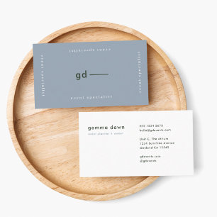 Carte De Visite Gris Bleu Moderne Minimaliste Simple Monogramme