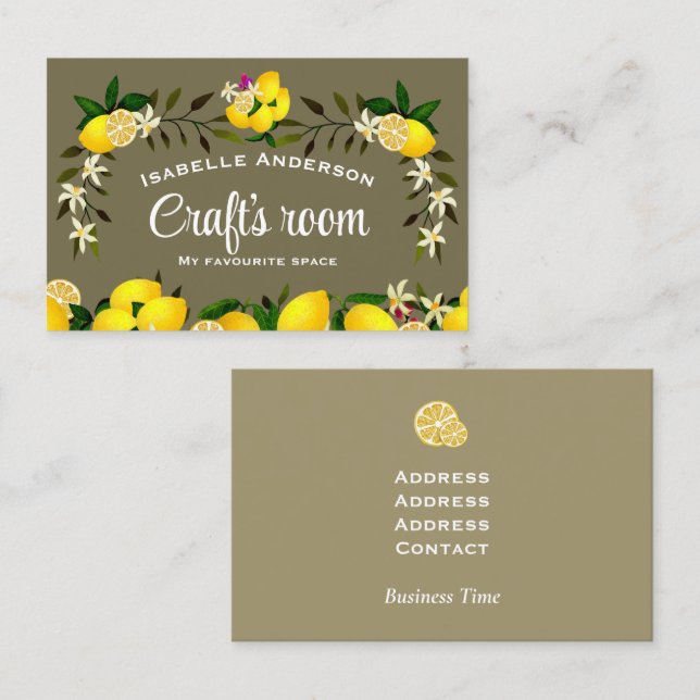 Carte De Visite Gris cendré citron (Devant / Derrière)