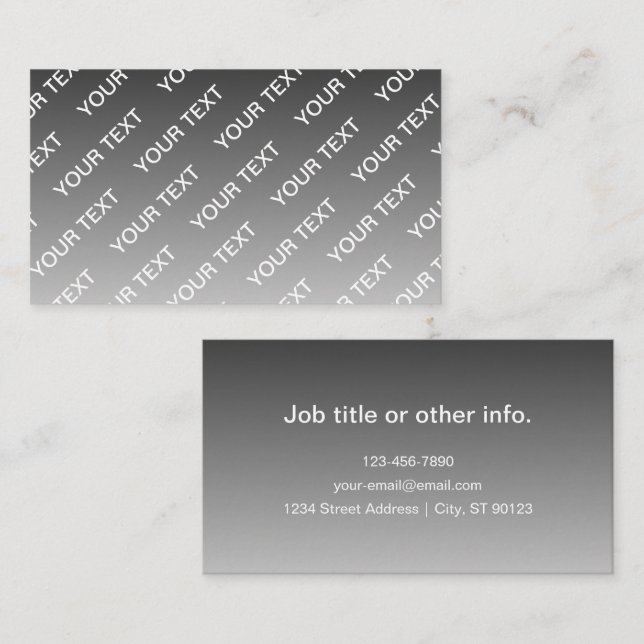 Carte De Visite Gris (couleur changeable) Ombre & Motif de texte (Devant / Derrière)