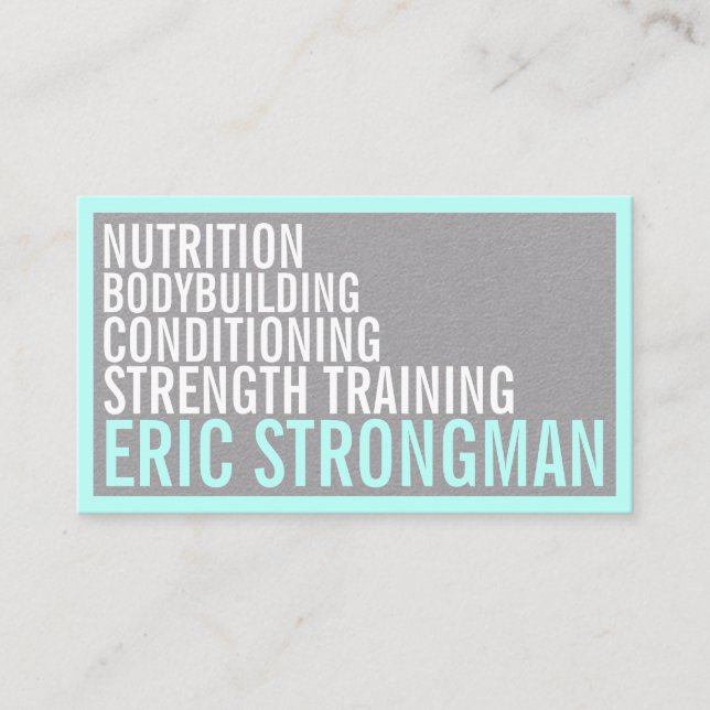 Carte De Visite Gris cyan encadré par style audacieux fort (Devant)