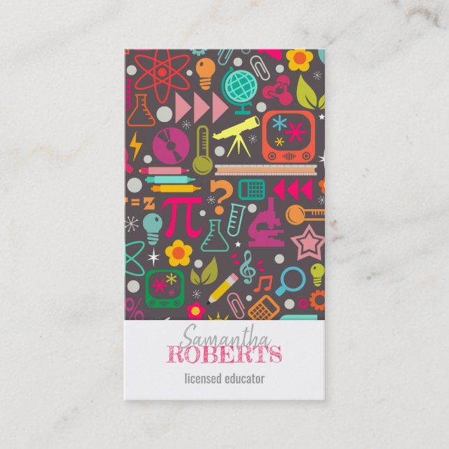 Carte De Visite Gris de tuteur de professeur d'éducateur de règle (Devant)